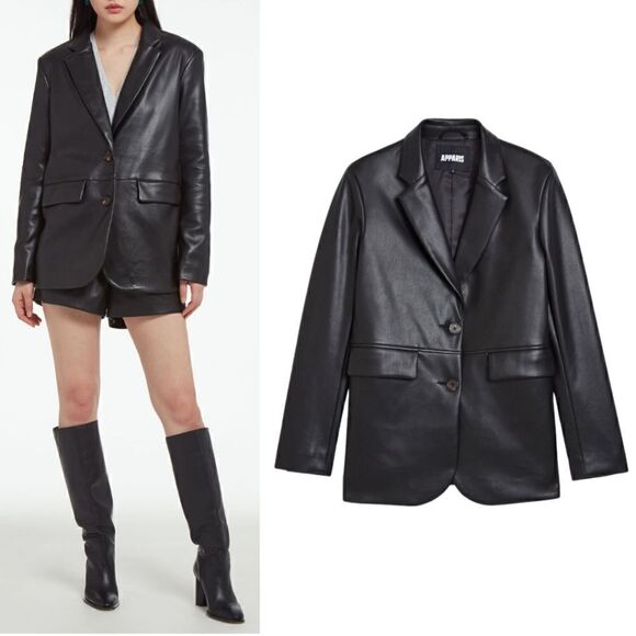 New! Apparis Killian Faux Leather Blazer Single Breasted Jacket - Picture 1 of 15